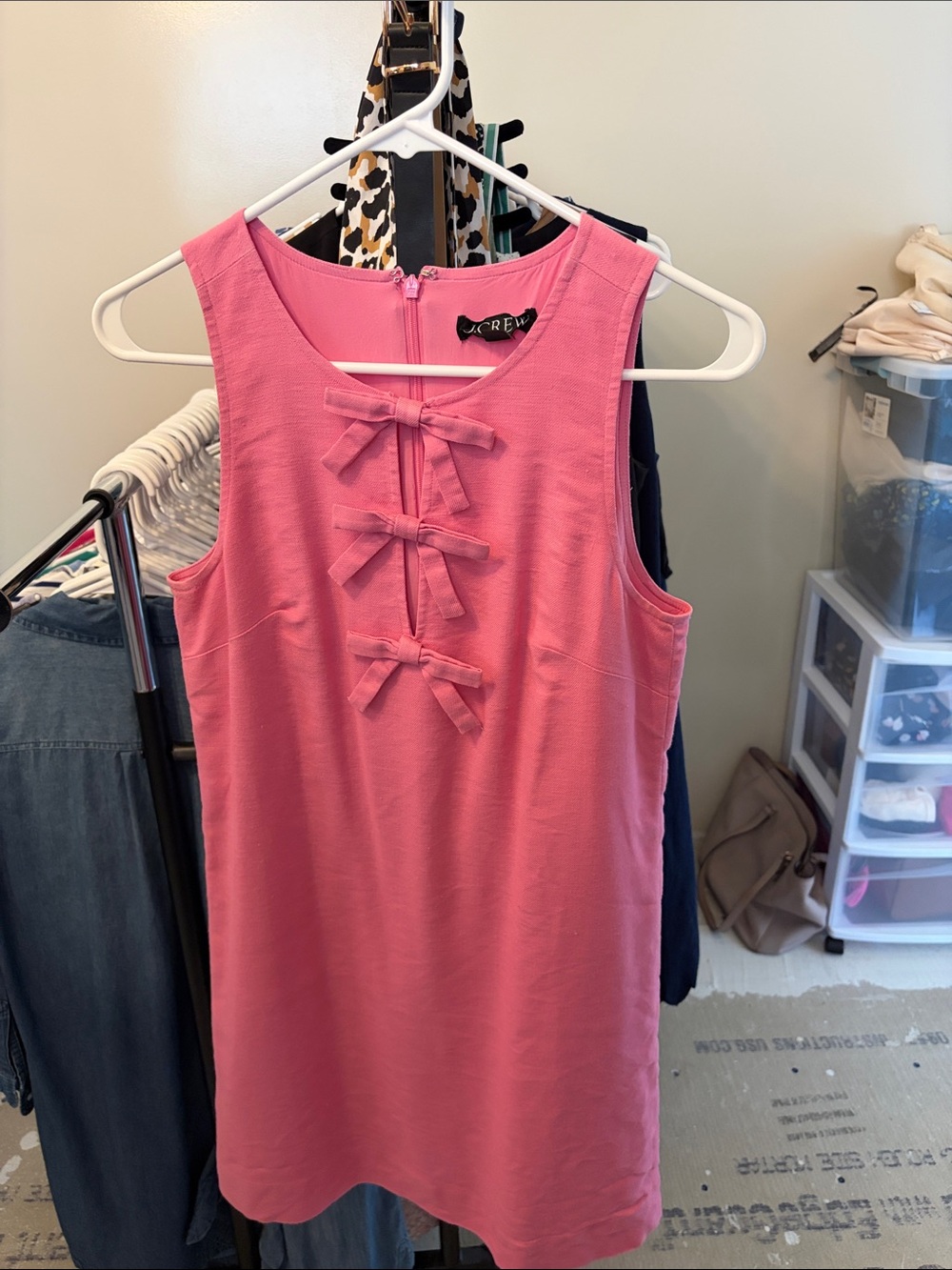 JCREW Bow-front shift dress in stretch linen blend